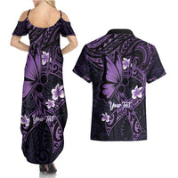 Personalised Fibromyalgia Awareness Month Couples Matching Summer Maxi Dress and Hawaiian Shirt Fibro Warrior Strength In Every Struggle LT14 - Polynesian Pride
