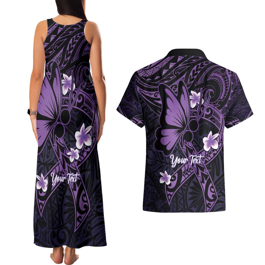 Personalised Fibromyalgia Awareness Month Couples Matching Tank Maxi Dress and Hawaiian Shirt Fibro Warrior Strength In Every Struggle LT14 - Polynesian Pride