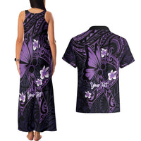 Personalised Fibromyalgia Awareness Month Couples Matching Tank Maxi Dress and Hawaiian Shirt Fibro Warrior Strength In Every Struggle LT14 - Polynesian Pride
