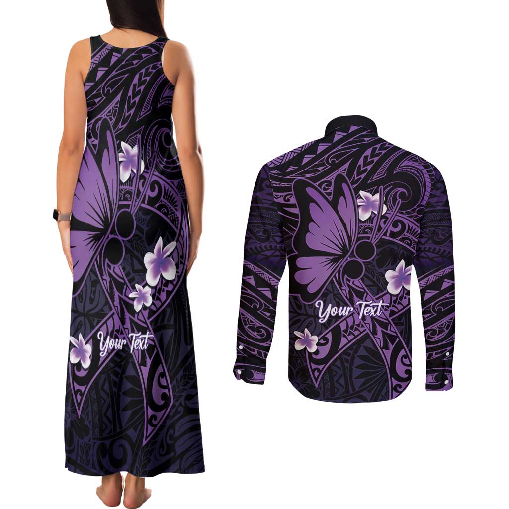 Personalised Fibromyalgia Awareness Month Couples Matching Tank Maxi Dress and Long Sleeve Button Shirt Fibro Warrior Strength In Every Struggle