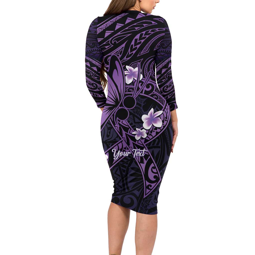 Personalised Fibromyalgia Awareness Month Family Matching Long Sleeve Bodycon Dress and Hawaiian Shirt Fibro Warrior Strength In Every Struggle LT14 - Polynesian Pride