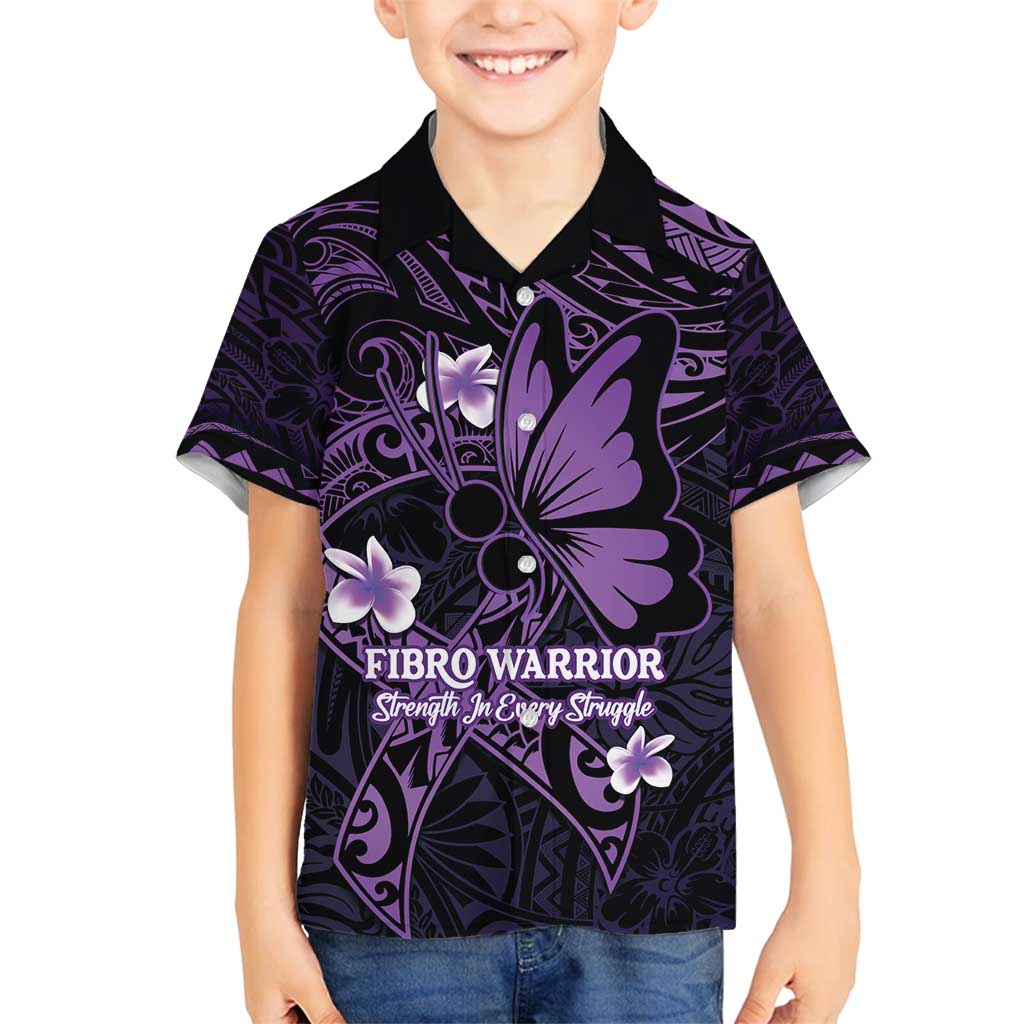 Personalised Fibromyalgia Awareness Month Family Matching Long Sleeve Bodycon Dress and Hawaiian Shirt Fibro Warrior Strength In Every Struggle LT14 Son's Shirt Purple - Polynesian Pride