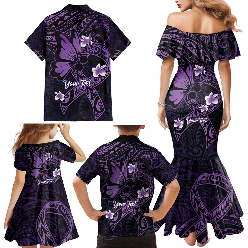Personalised Fibromyalgia Awareness Month Family Matching Mermaid Dress and Hawaiian Shirt Fibro Warrior Strength In Every Struggle LT14 - Polynesian Pride