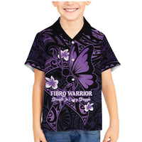 Personalised Fibromyalgia Awareness Month Family Matching Mermaid Dress and Hawaiian Shirt Fibro Warrior Strength In Every Struggle LT14 Son's Shirt Purple - Polynesian Pride