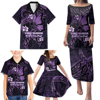 Personalised Fibromyalgia Awareness Month Family Matching Puletasi and Hawaiian Shirt Fibro Warrior Strength In Every Struggle LT14 - Polynesian Pride