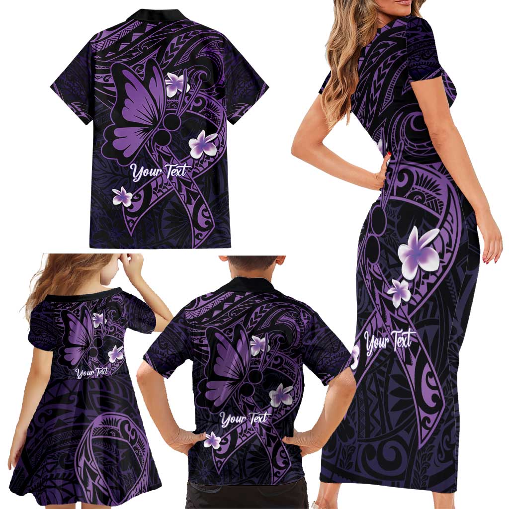 Personalised Fibromyalgia Awareness Month Family Matching Short Sleeve Bodycon Dress and Hawaiian Shirt Fibro Warrior Strength In Every Struggle LT14 - Polynesian Pride