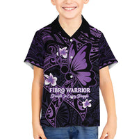 Personalised Fibromyalgia Awareness Month Family Matching Short Sleeve Bodycon Dress and Hawaiian Shirt Fibro Warrior Strength In Every Struggle LT14 Son's Shirt Purple - Polynesian Pride
