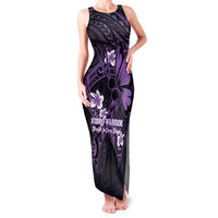 Personalised Fibromyalgia Awareness Month Family Matching Tank Maxi Dress and Hawaiian Shirt Fibro Warrior Strength In Every Struggle LT14 Mom's Dress Purple - Polynesian Pride