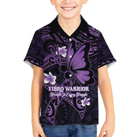 Personalised Fibromyalgia Awareness Month Family Matching Tank Maxi Dress and Hawaiian Shirt Fibro Warrior Strength In Every Struggle LT14 Son's Shirt Purple - Polynesian Pride