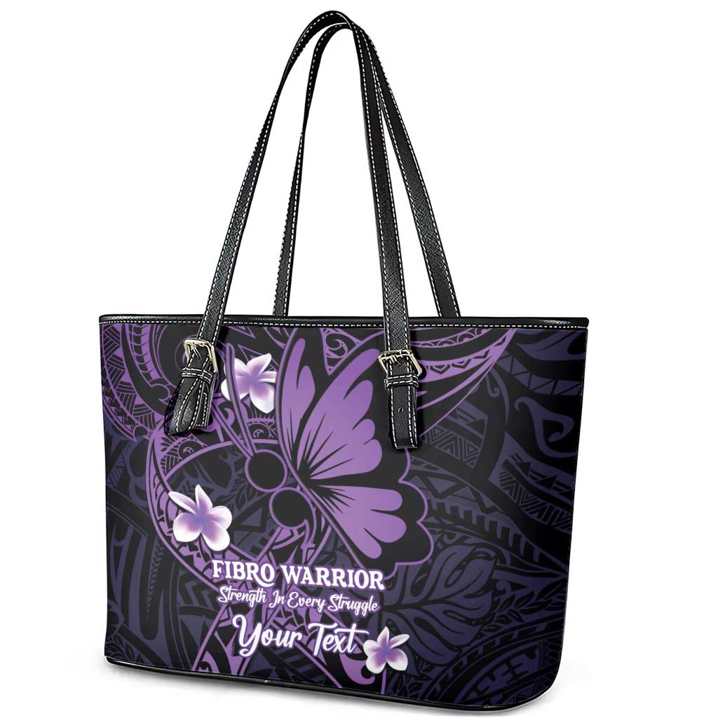 Personalised Fibromyalgia Awareness Month Leather Tote Bag Fibro Warrior Strength In Every Struggle