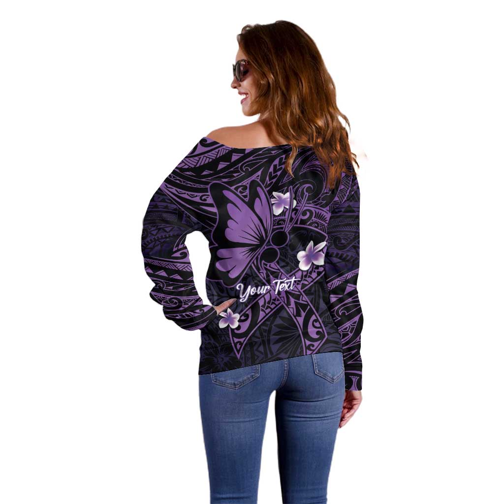 Personalised Fibromyalgia Awareness Month Off Shoulder Sweater Fibro Warrior Strength In Every Struggle