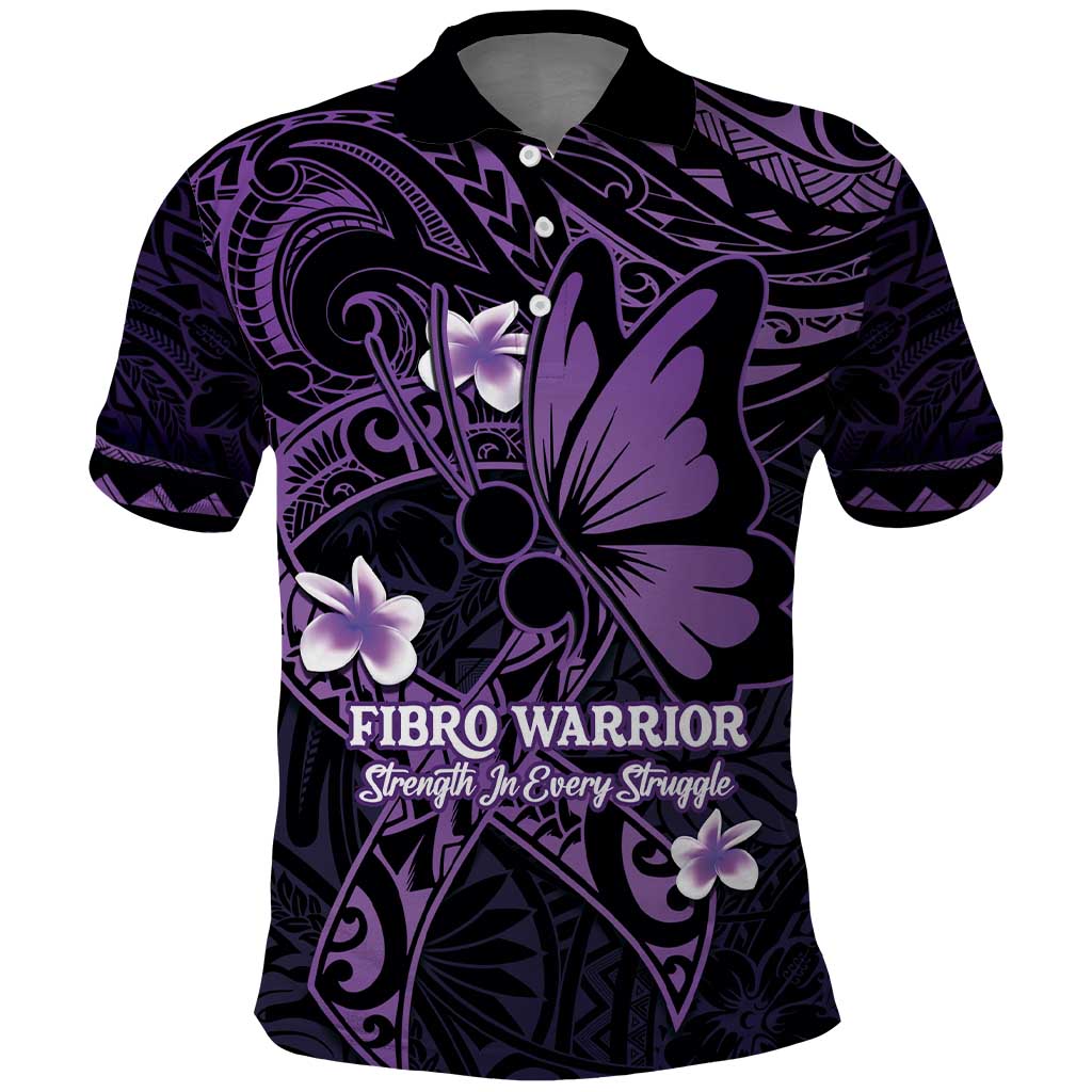 Personalised Fibromyalgia Awareness Month Polo Shirt Fibro Warrior Strength In Every Struggle