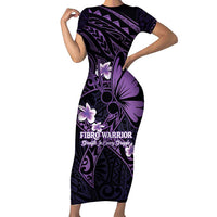 Personalised Fibromyalgia Awareness Month Short Sleeve Bodycon Dress Fibro Warrior Strength In Every Struggle LT14 Long Dress Purple - Polynesian Pride