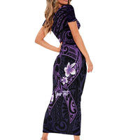 Personalised Fibromyalgia Awareness Month Short Sleeve Bodycon Dress Fibro Warrior Strength In Every Struggle LT14 - Polynesian Pride