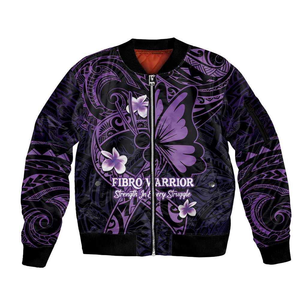 Personalised Fibromyalgia Awareness Month Sleeve Zip Bomber Jacket Fibro Warrior Strength In Every Struggle