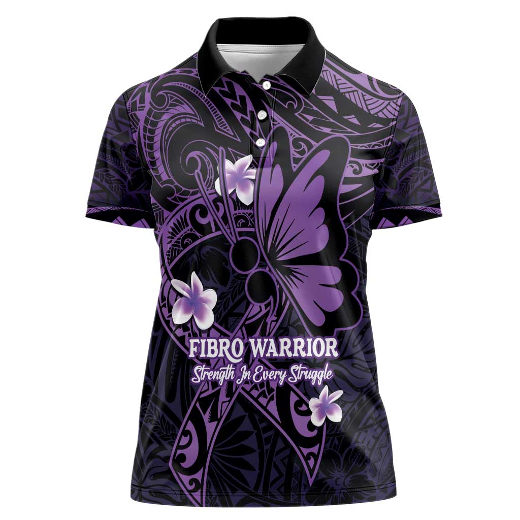 Personalised Fibromyalgia Awareness Month Women Polo Shirt Fibro Warrior Strength In Every Struggle