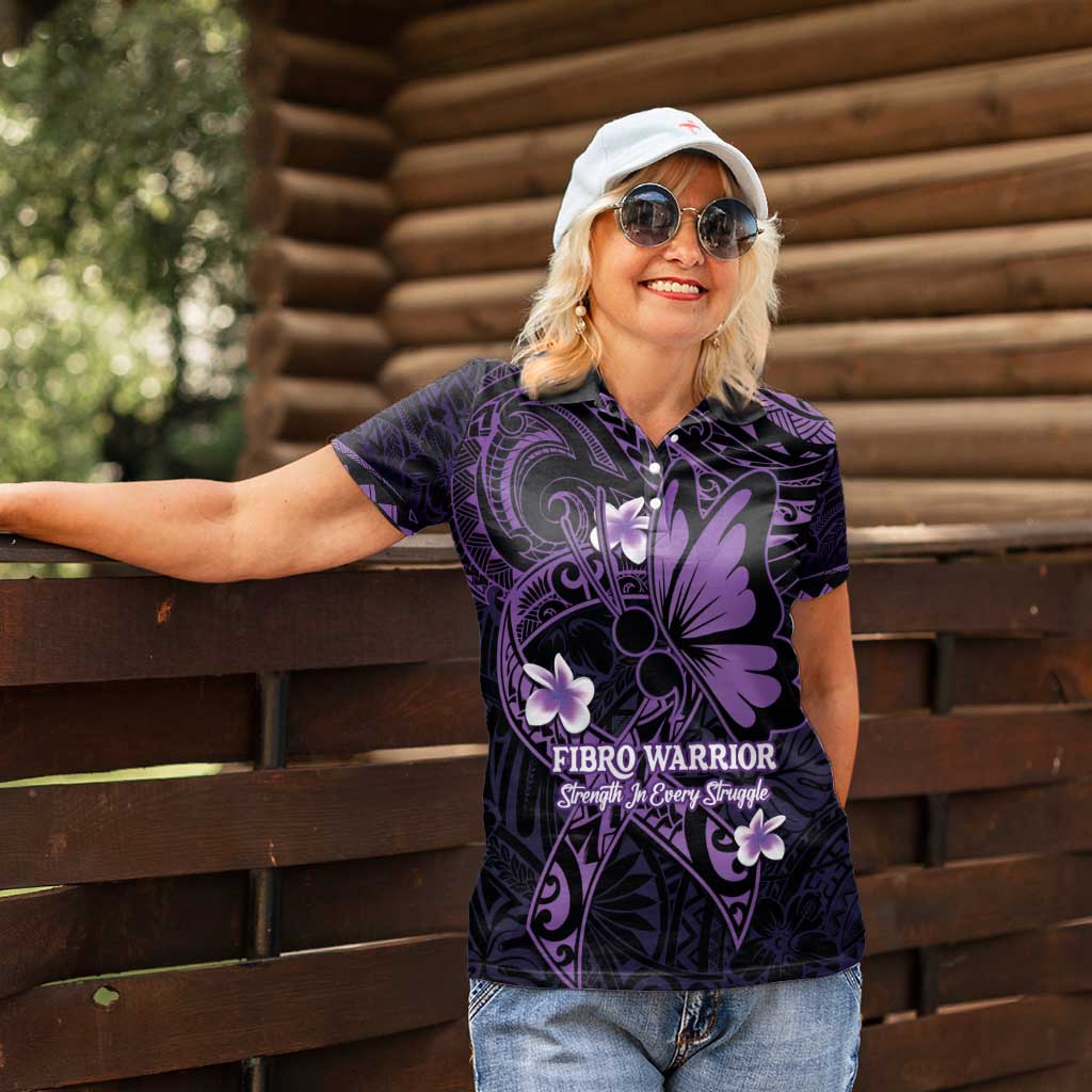 Personalised Fibromyalgia Awareness Month Women Polo Shirt Fibro Warrior Strength In Every Struggle