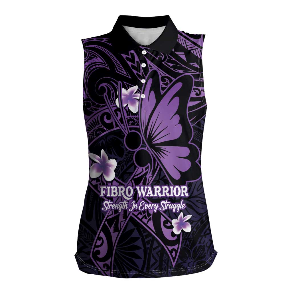 Personalised Fibromyalgia Awareness Month Women Sleeveless Polo Shirt Fibro Warrior Strength In Every Struggle