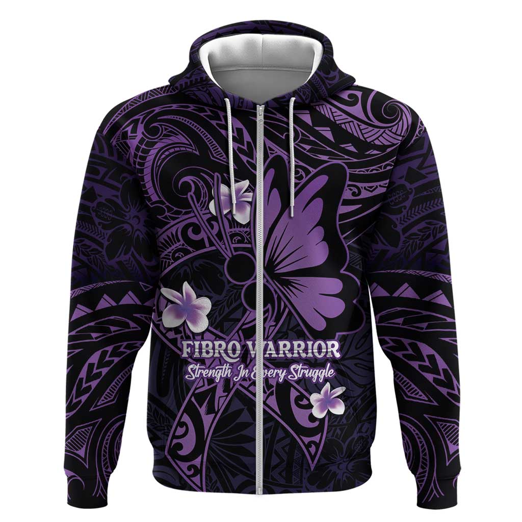 Personalised Fibromyalgia Awareness Month Zip Hoodie Fibro Warrior Strength In Every Struggle