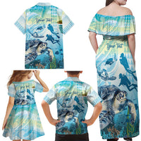 Personalized Snorkeling Hawaii Family Matching Off Shoulder Maxi Dress and Hawaiian Shirt Ocean Lover Hawaiian Kakau Honu Turtle LT14 - Polynesian Pride