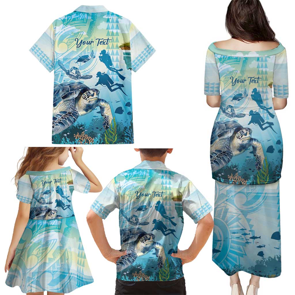 Personalized Snorkeling Hawaii Family Matching Puletasi and Hawaiian Shirt Ocean Lover Hawaiian Kakau Honu Turtle LT14 - Polynesian Pride