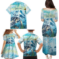 Personalized Snorkeling Hawaii Family Matching Puletasi and Hawaiian Shirt Ocean Lover Hawaiian Kakau Honu Turtle LT14 - Polynesian Pride