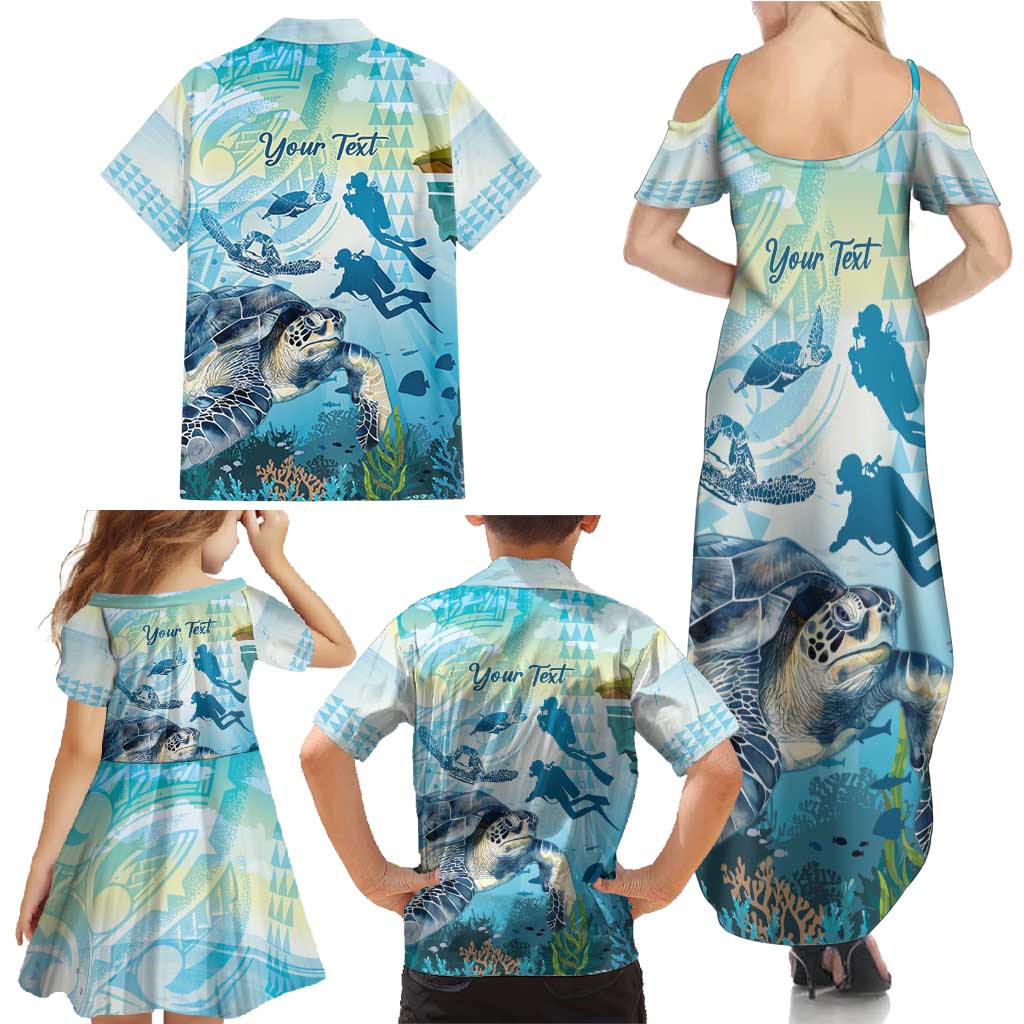 Personalized Snorkeling Hawaii Family Matching Summer Maxi Dress and Hawaiian Shirt Ocean Lover Hawaiian Kakau Honu Turtle LT14 - Polynesian Pride