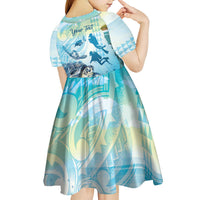Personalized Snorkeling Hawaii Kid Short Sleeve Dress Ocean Lover Hawaiian Kakau Honu Turtle LT14 - Polynesian Pride