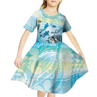 Personalized Snorkeling Hawaii Kid Short Sleeve Dress Ocean Lover Hawaiian Kakau Honu Turtle LT14 - Polynesian Pride
