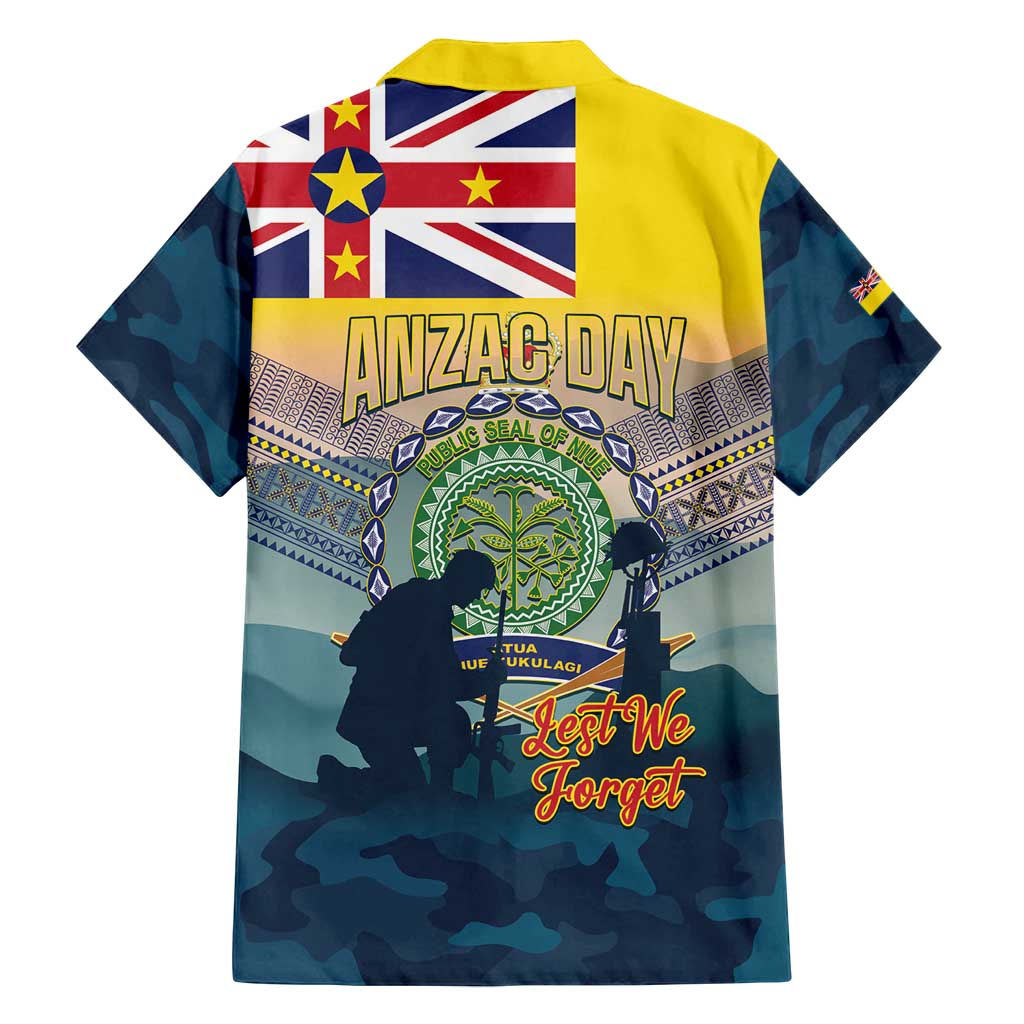 Niue ANZAC Day Family Matching Long Sleeve Bodycon Dress and Hawaiian Shirt We Will Remember Them Camouflage Style LT14 - Polynesian Pride