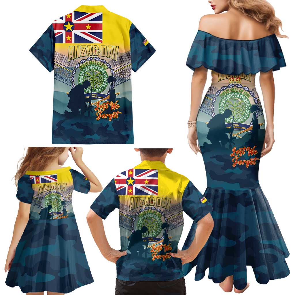 Niue ANZAC Day Family Matching Mermaid Dress and Hawaiian Shirt We Will Remember Them Camouflage Style LT14 - Polynesian Pride