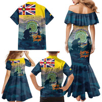Niue ANZAC Day Family Matching Mermaid Dress and Hawaiian Shirt We Will Remember Them Camouflage Style LT14 - Polynesian Pride