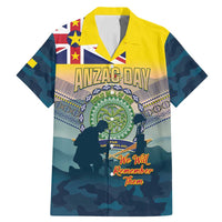 Niue ANZAC Day Family Matching Mermaid Dress and Hawaiian Shirt We Will Remember Them Camouflage Style LT14 Dad's Shirt - Short Sleeve Yellow - Polynesian Pride