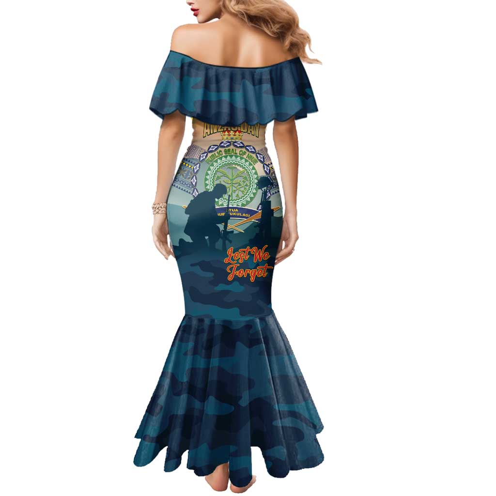 Niue ANZAC Day Family Matching Mermaid Dress and Hawaiian Shirt We Will Remember Them Camouflage Style LT14 - Polynesian Pride