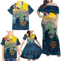 Niue ANZAC Day Family Matching Off Shoulder Maxi Dress and Hawaiian Shirt We Will Remember Them Camouflage Style LT14 - Polynesian Pride