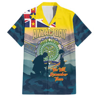 Niue ANZAC Day Family Matching Off Shoulder Short Dress and Hawaiian Shirt We Will Remember Them Camouflage Style LT14 Dad's Shirt - Short Sleeve Yellow - Polynesian Pride