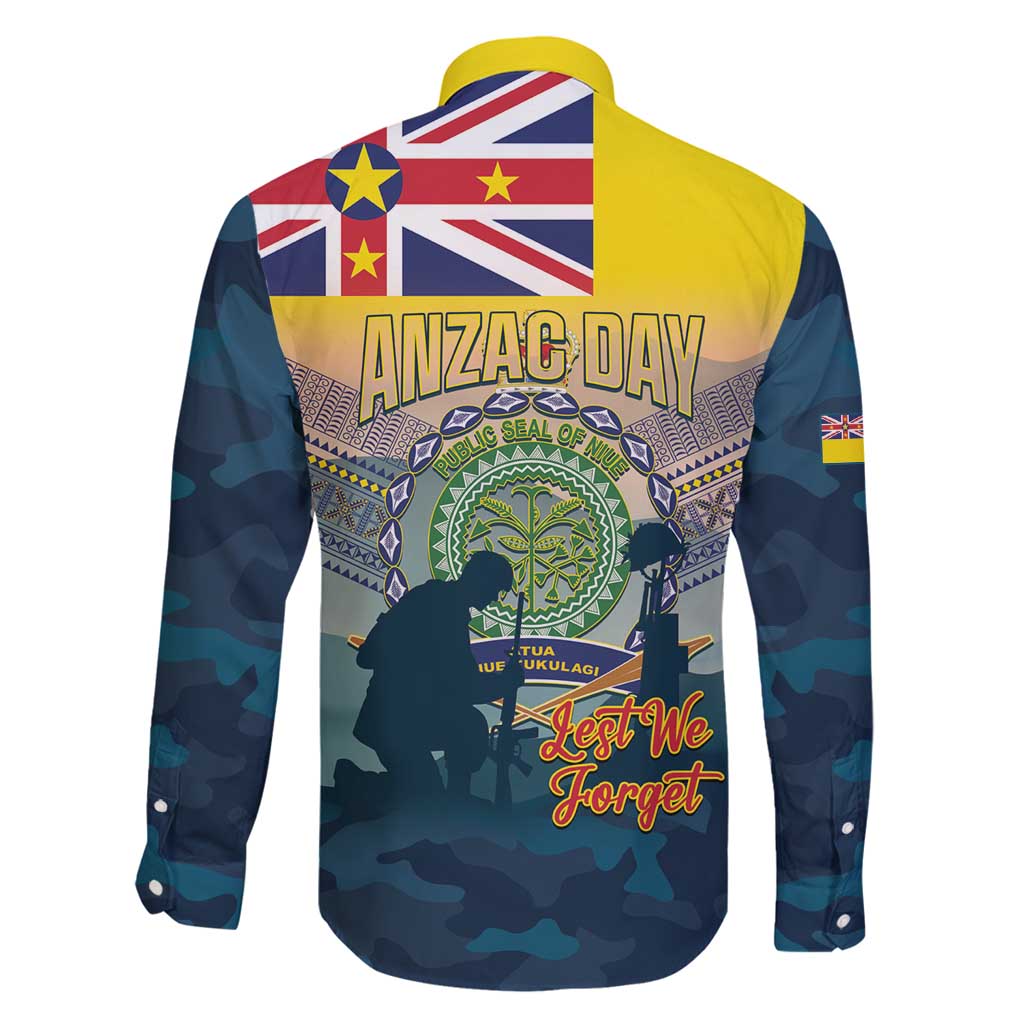 Niue ANZAC Day Family Matching Off Shoulder Short Dress and Hawaiian Shirt We Will Remember Them Camouflage Style LT14 - Polynesian Pride
