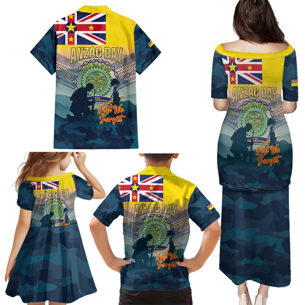 Niue ANZAC Day Family Matching Puletasi and Hawaiian Shirt We Will Remember Them Camouflage Style LT14 - Polynesian Pride