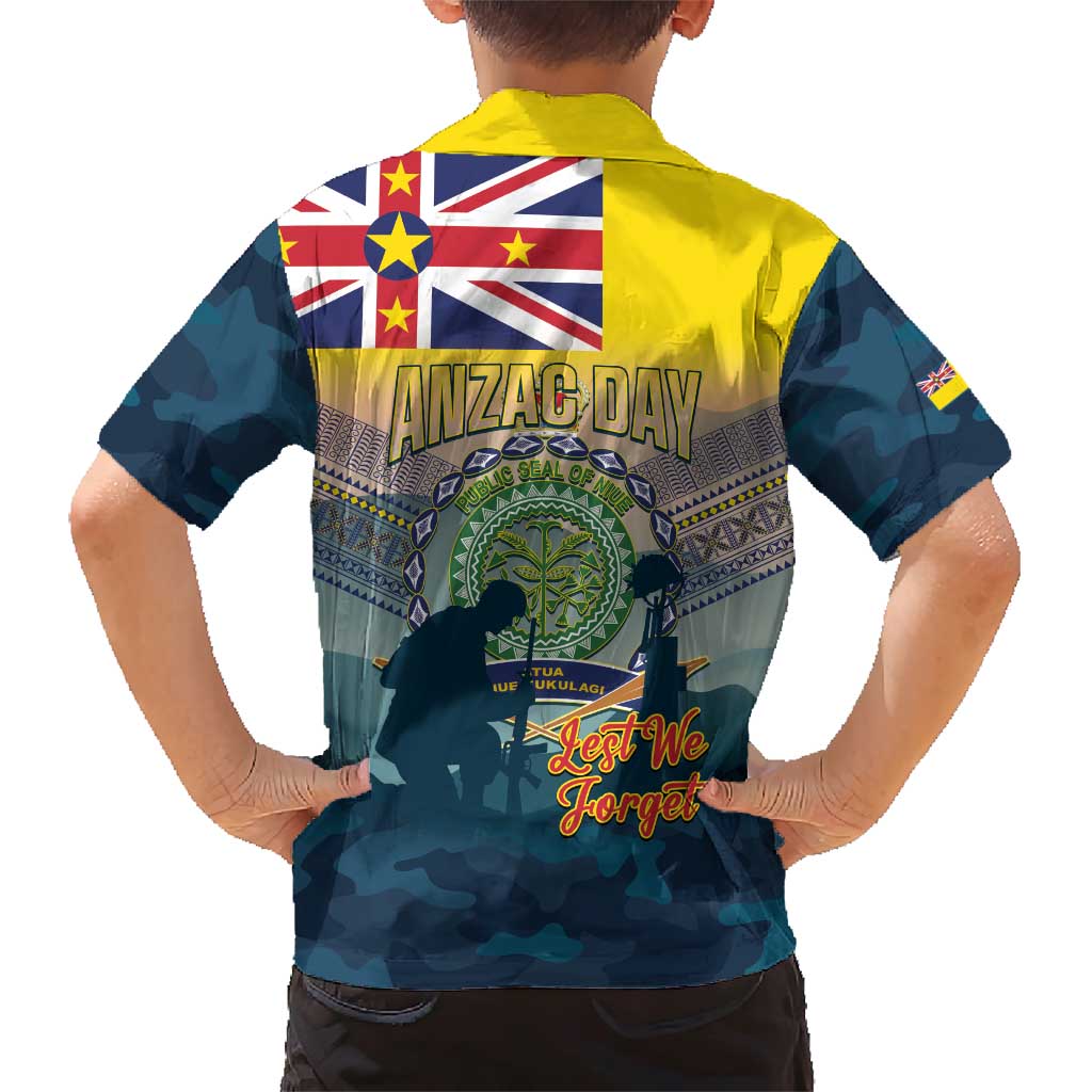 Niue ANZAC Day Family Matching Short Sleeve Bodycon Dress and Hawaiian Shirt We Will Remember Them Camouflage Style LT14 - Polynesian Pride