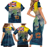 Niue ANZAC Day Family Matching Short Sleeve Bodycon Dress and Hawaiian Shirt We Will Remember Them Camouflage Style LT14 - Polynesian Pride