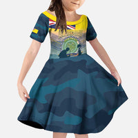Niue ANZAC Day Family Matching Summer Maxi Dress and Hawaiian Shirt We Will Remember Them Camouflage Style LT14 Daughter's Dress Yellow - Polynesian Pride
