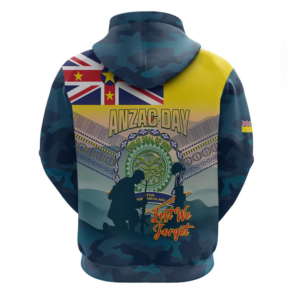 Niue ANZAC Day Hoodie We Will Remember Them Camouflage Style