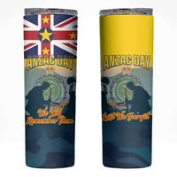 Niue ANZAC Day Skinny Tumbler We Will Remember Them Camouflage Style LT14 Yellow - Polynesian Pride