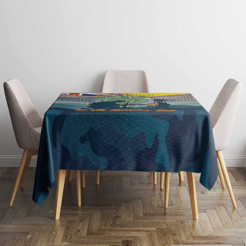 Niue ANZAC Day Tablecloth We Will Remember Them Camouflage Style
