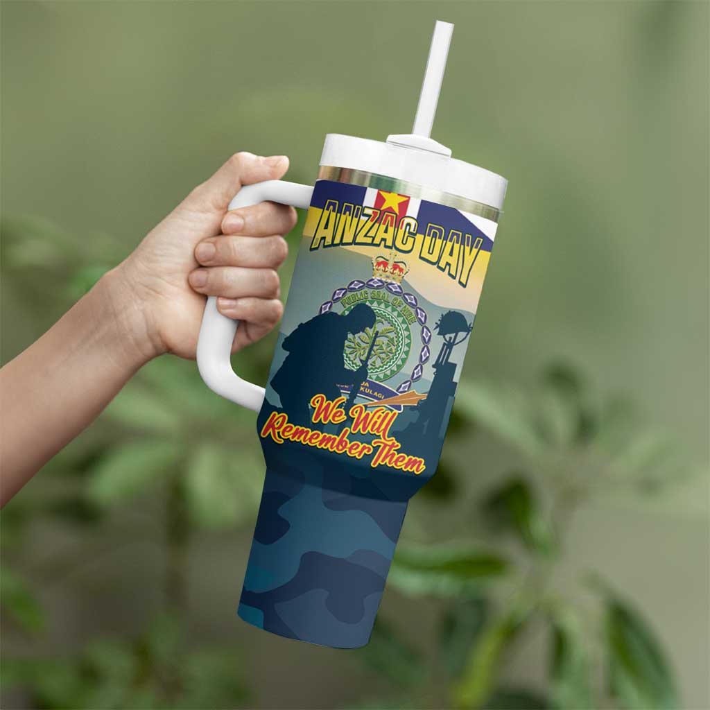 Niue ANZAC Day Tumbler With Handle We Will Remember Them Camouflage Style