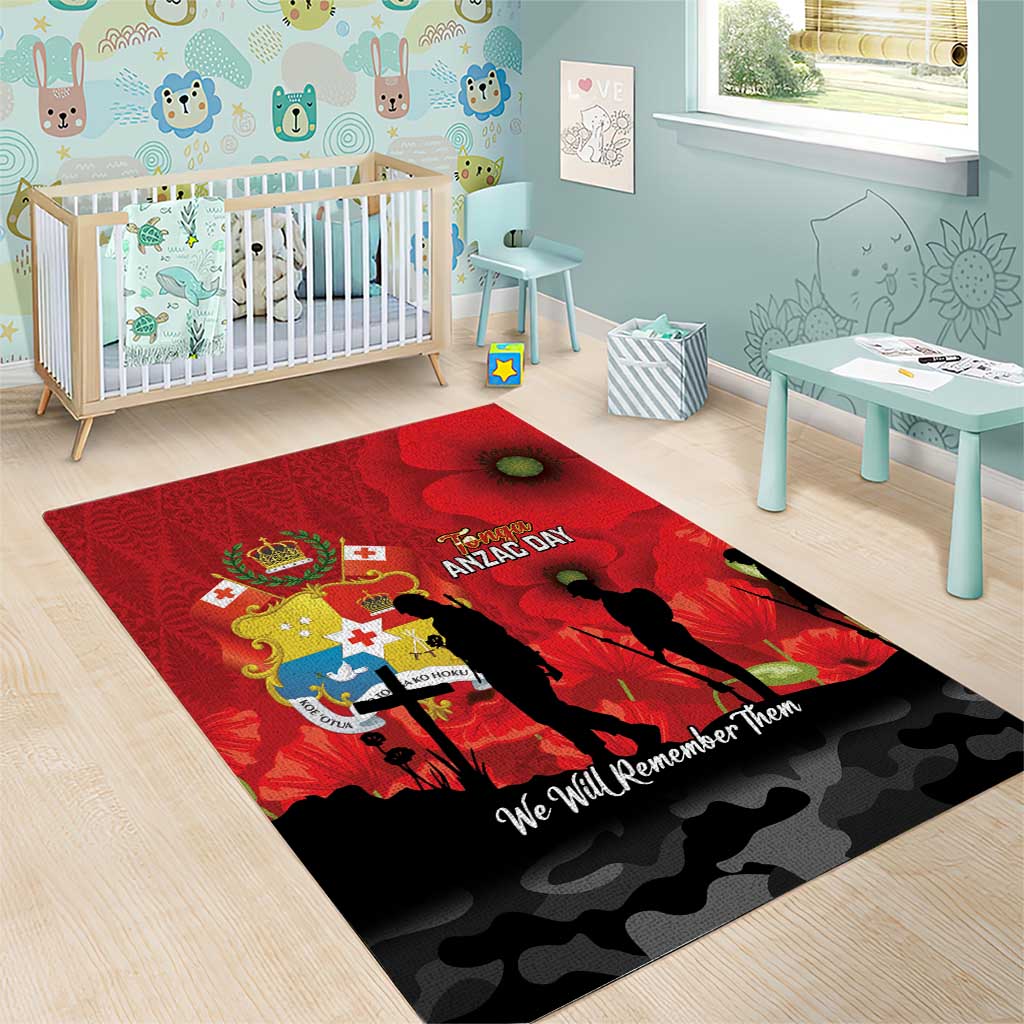 Tonga ANZAC Day Area Rug Ngatu Pattern We Will Remember Them