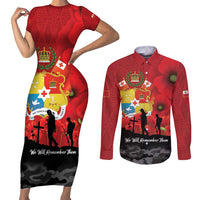 Tonga ANZAC Day Couples Matching Short Sleeve Bodycon Dress and Long Sleeve Button Shirt Ngatu Pattern We Will Remember Them LT14 Red - Polynesian Pride