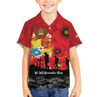 Tonga ANZAC Day Family Matching Off The Shoulder Long Sleeve Dress and Hawaiian Shirt Ngatu Pattern We Will Remember Them LT14 Son's Shirt Red - Polynesian Pride