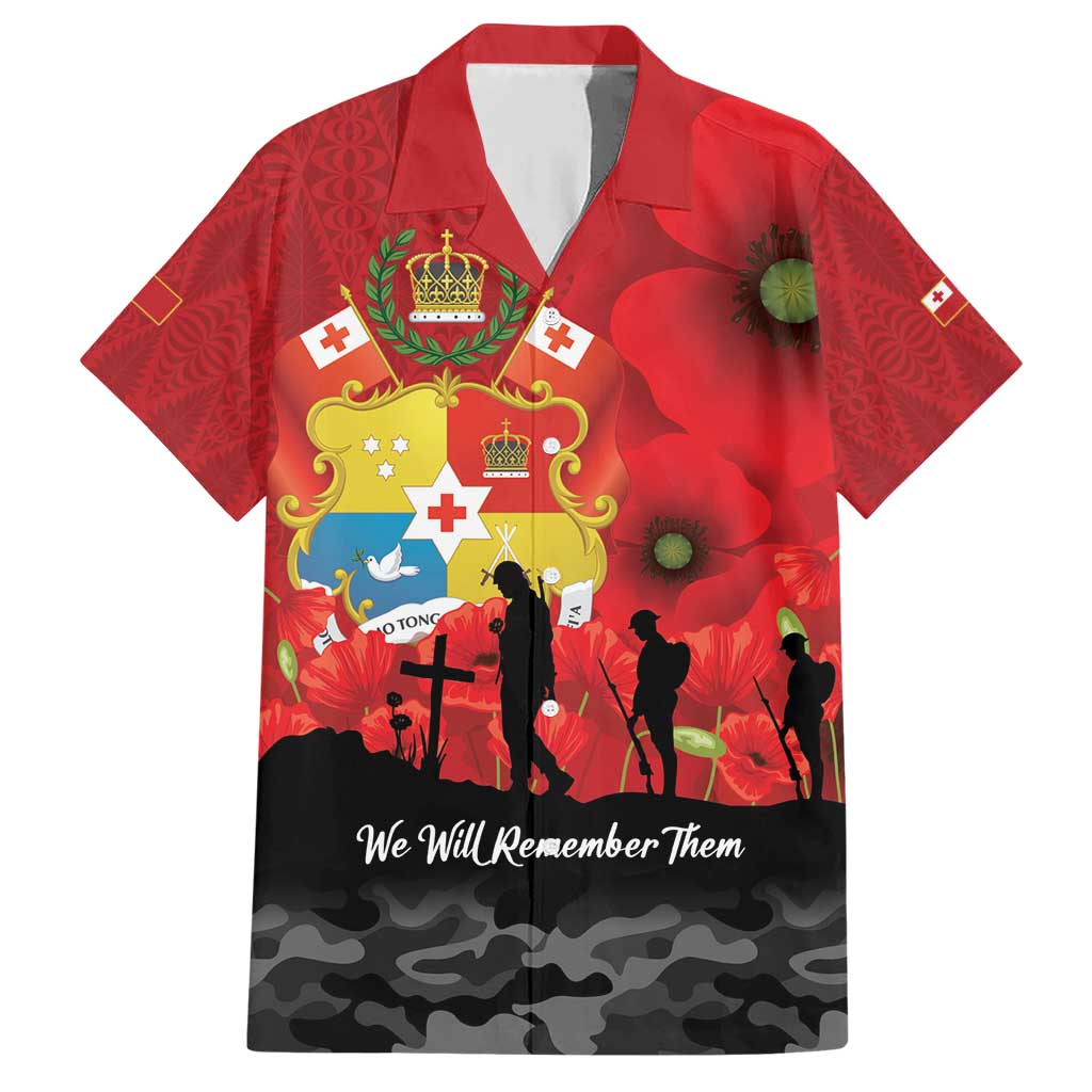 Tonga ANZAC Day Family Matching Short Sleeve Bodycon Dress and Hawaiian Shirt Ngatu Pattern We Will Remember Them