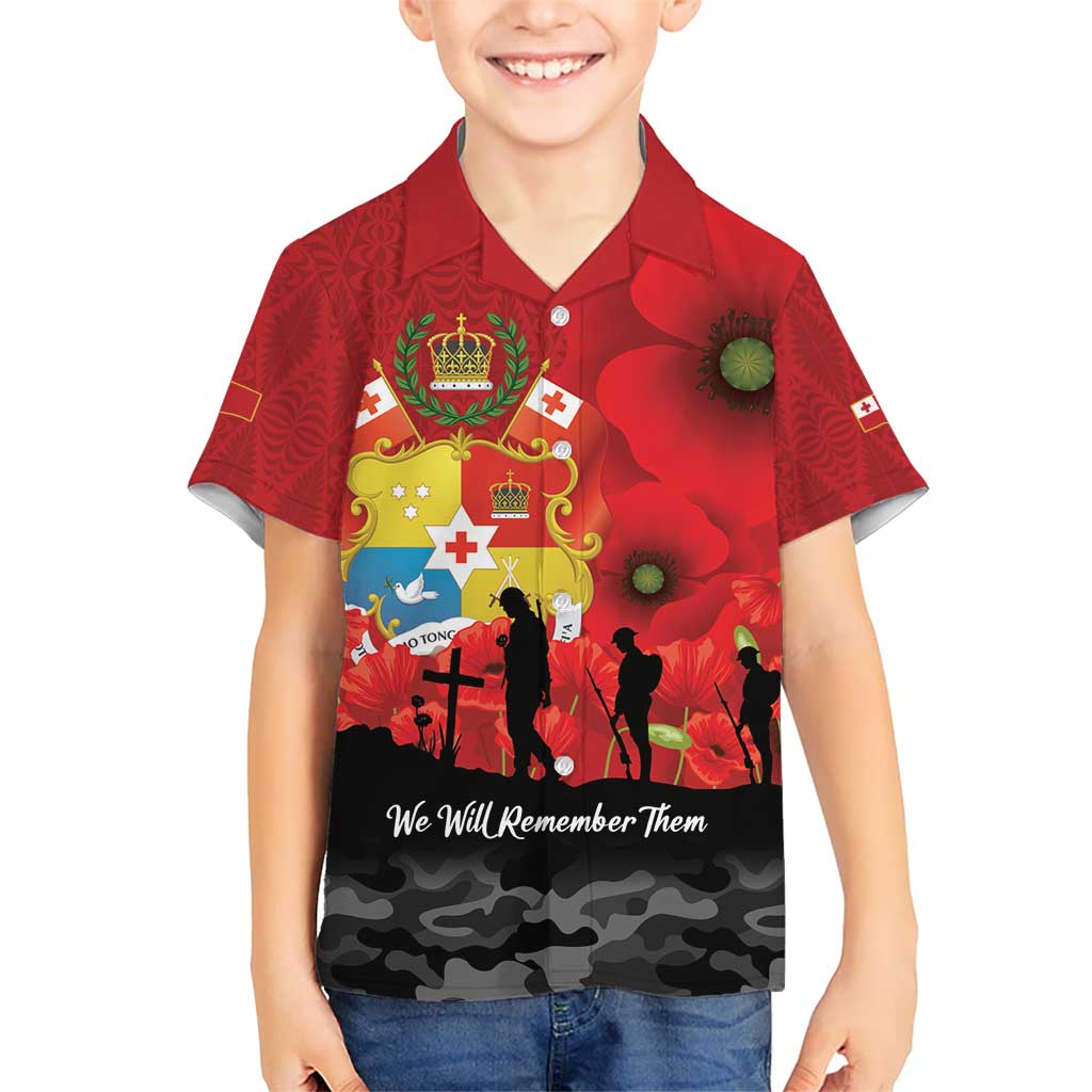 Tonga ANZAC Day Hawaiian Shirt Ngatu Pattern We Will Remember Them